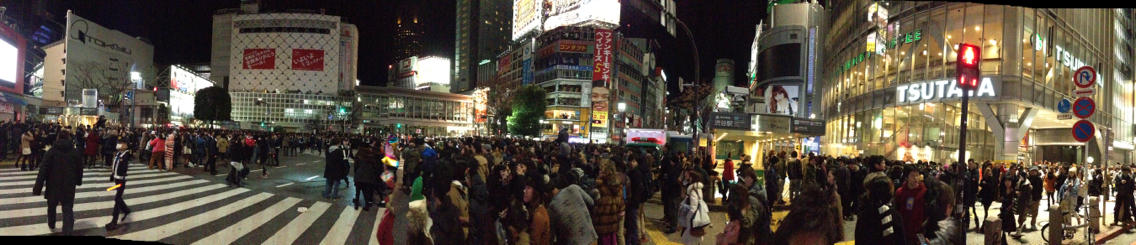 The famous Shibuya Crossing crowded with New Year's Eve goers!