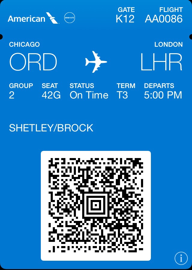 ORD to LHR Boarding Pass