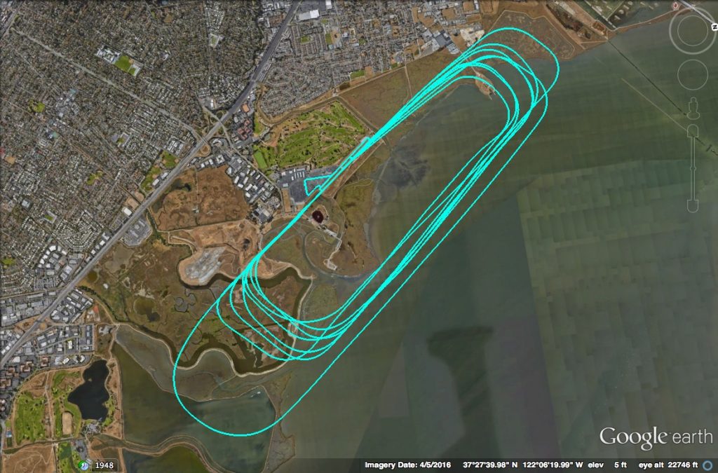 GPS track of N738GE in the pattern at PAO.